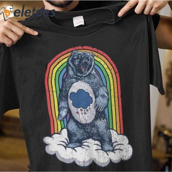 Angry Grumpy Bear Rainbow Cloud T-Shirt
