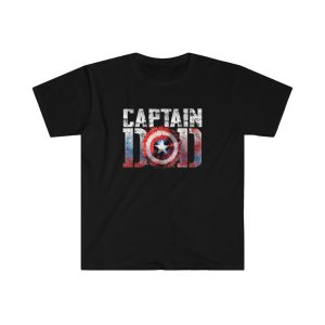 Captain Dad Superhero Funny Men Fathers Day Vintage Dad T Shirt1