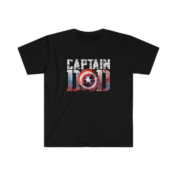 Captain Dad Superhero Funny Men Fathers Day Vintage Dad T-Shirt