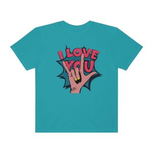 Comfort Colors I Love You Shirt Sign Language Retro Design Unisex Tshirt ASL I Love You Gift Valentines Day