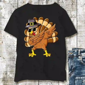 Dabbing Turkey Thanksgiving Day Pilgrim Boys Girls Funny Dab Tshirt Sweatshirt
