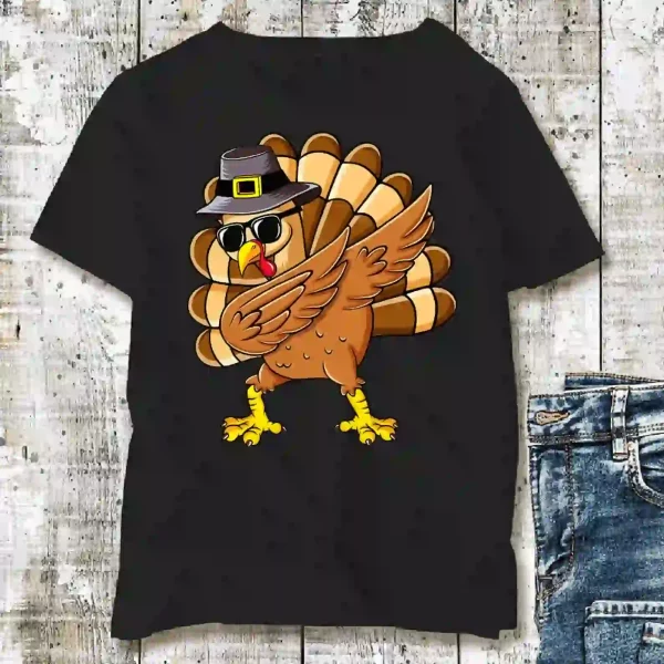 Dabbing Turkey Thanksgiving Day Pilgrim Boys Girls Funny Dab Tshirt, Sweatshirt