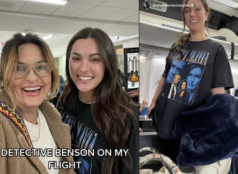 Fan wears Law and Order SVU T shirt when meeting Mariska Hargitay