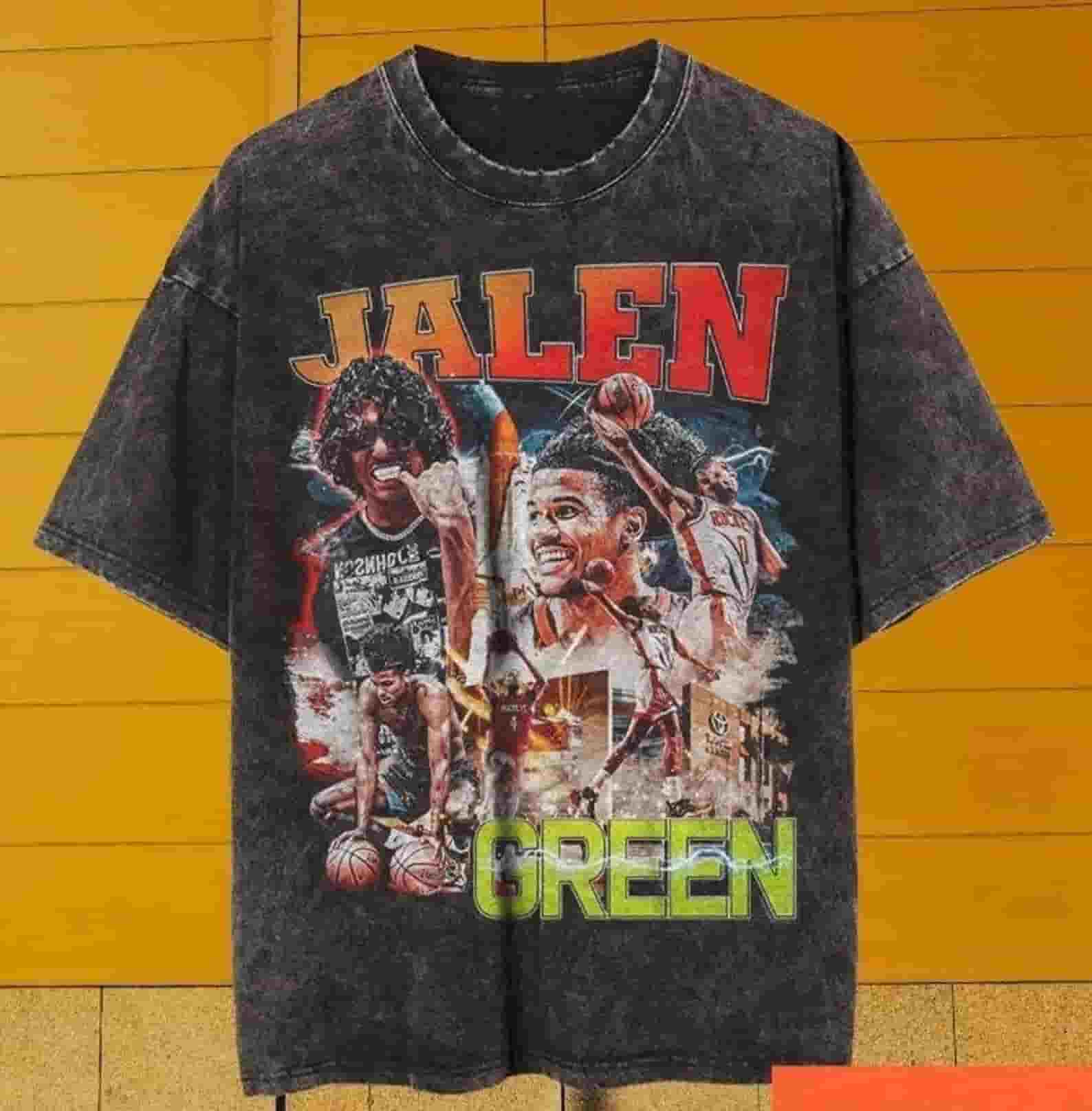 Eletees Jalen Green Vintage 90s Wash T-Shirt, Basketball Gifts