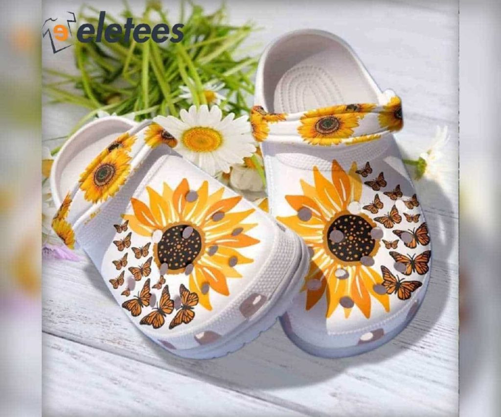 Sunflower Butterfly Shoes Clogs Crocs2