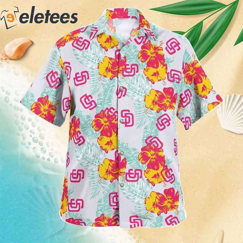 SAN DIEGO PADRES Womens Hawaiian Shirt Size L Blue Short Sleeve Button Up