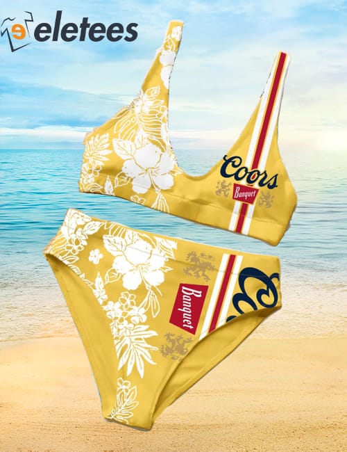 Coors Banquet Summer Floral Blend Striped Two-Piece Bikini Set