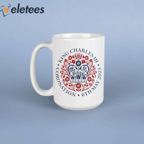 King Charles III Coronation 6th May Red Blue Emblem Badge 2023 Mug
