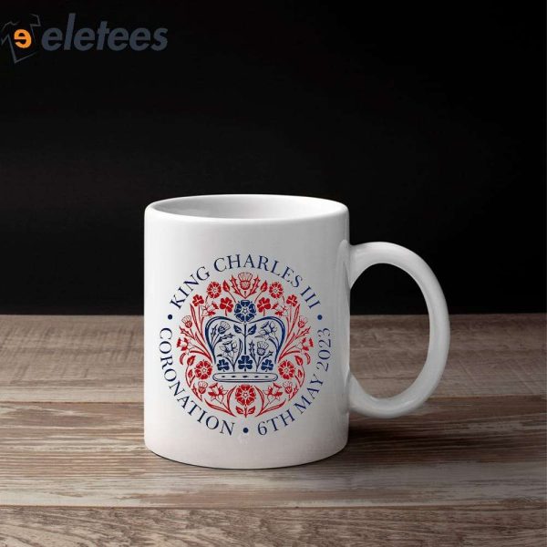 King Charles III Coronation 6th May Red Blue Emblem Badge 2023 Mug