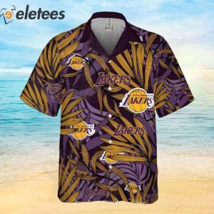 Los Angeles Lakers NBA 2023 Tropical Palm Leaves Aloha Hawaiian Shirt 2