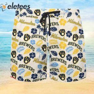 2023 Flower and Palm Trees Hawaiian Shirt - Milwaukee Brewers - Skullridding