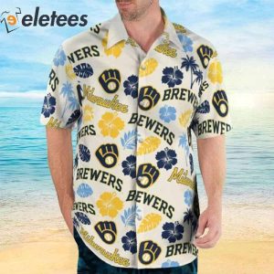 Milwaukee Brewers 2023 Flower Palm Trees Hawaiian Shirt 3