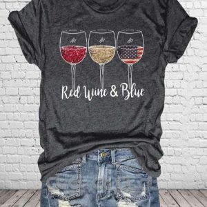 Red Wine Blue 4th of July Shirt 2