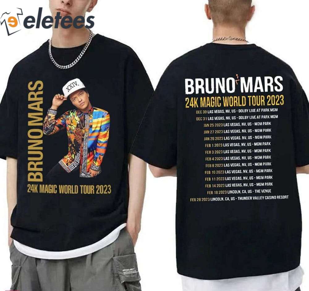 Bruno Mars 24k Magic World Tour 2023 Shirt