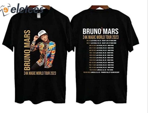 Bruno Mars 24k Magic World Tour 2023 Shirt
