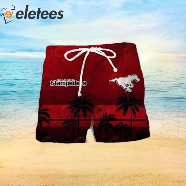 CFL Calgary Stampeders Tropical Tree Hawaiian Shirt