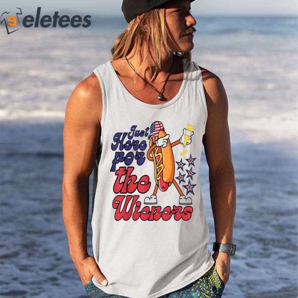 Hot Dog Just Here For The Wieners 4Th Of July Shirt