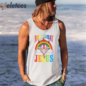 Not Today Jesus Satan Goat Satanic Pride Rainbow 2023 Shirt 2