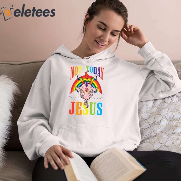 Not Today Jesus Satan Goat Satanic Pride Rainbow 2023 Shirt
