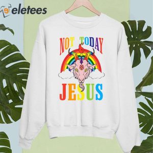 Not Today Jesus Satan Goat Satanic Pride Rainbow 2023 Shirt 4