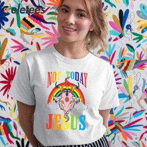 Not Today Jesus Satan Goat Satanic Pride Rainbow 2023 Shirt 5