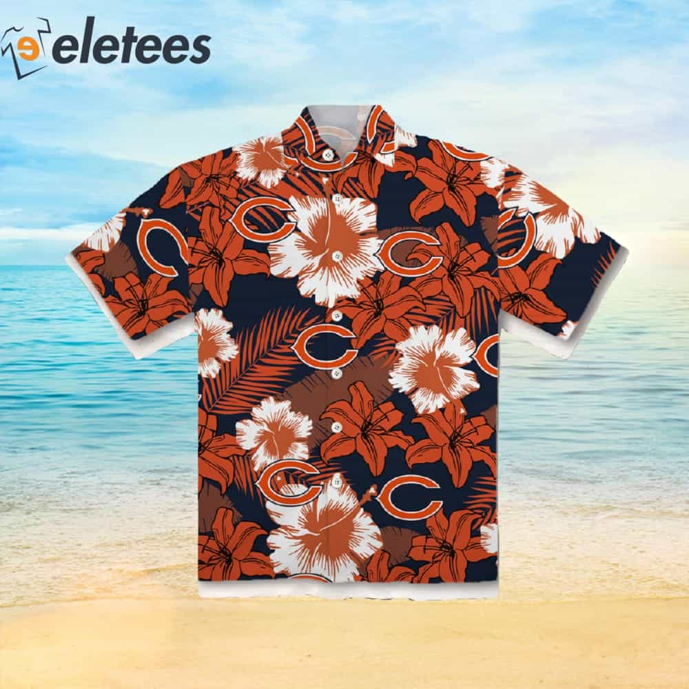 Chicago Bears NFL And Flowers Short Sleeves Hawaiian Shirt