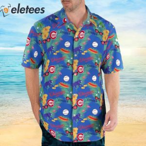 Chicago Cubs Hawaiian Tropical Flower Casual Short Sleeve Button Shirt S-5XL