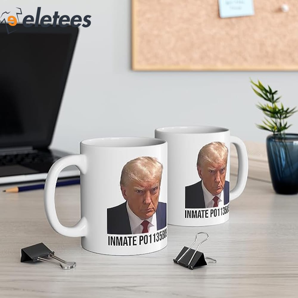 Trump Mugshot - 11 Ounce Coffee Mug - Trump 2023 Jail Mugshot - Coffee Cup  (WHITE)