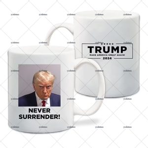 Trump Mugshot Never Surrender Coffee Mug 2