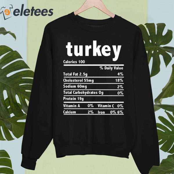Turkey Calories 100 Daily Value Total Fat 2.5g Shirt