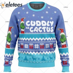 Cuddly as Cactus Grinch Ugly Christmas Sweater 1