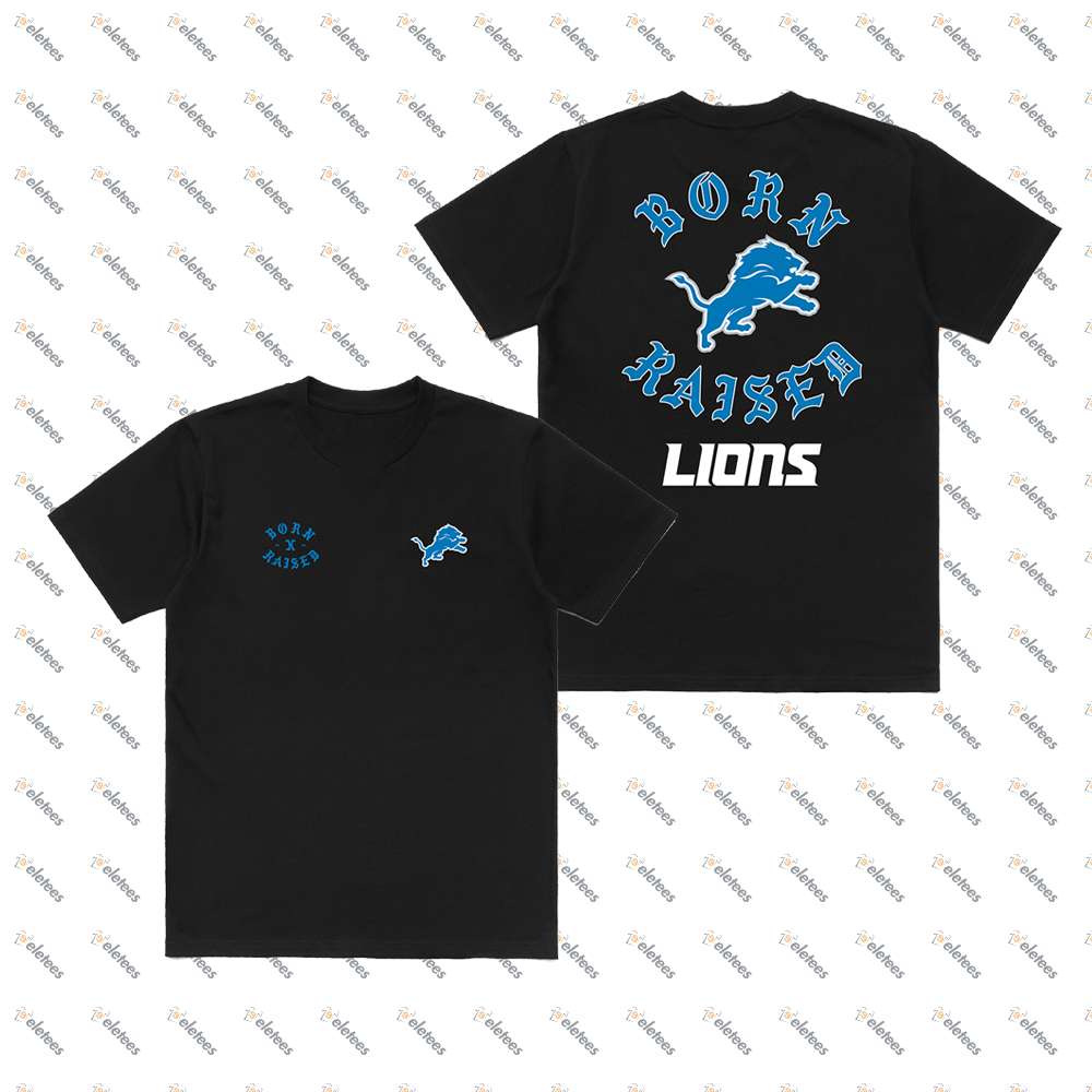 Unisex Born x Raised Black Detroit Lions T-Shirt