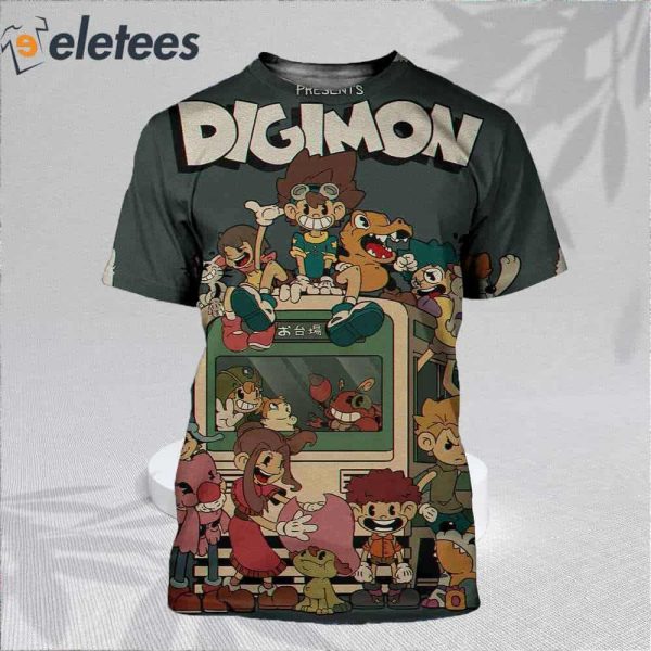 Digimon Cartoon Poster In Full Colored 3D Shirt