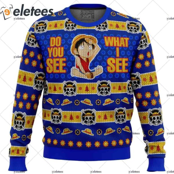 Do You See What I See Monkey D Luffy One Piece Ugly Christmas Sweater
