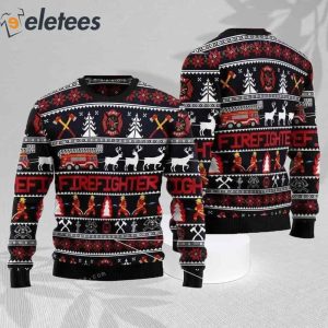 Fire Fighter Deer Xmas Ugly Holiday Ugly Sweater 2