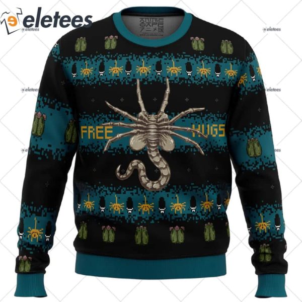 Free Hugs Alien Facehugger Ugly Christmas Sweater