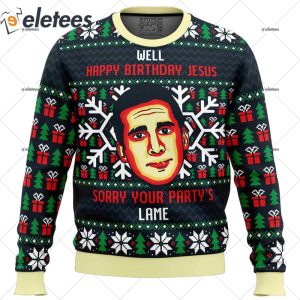 Happy Birthday Jesus Funny The Office Ugly Christmas Sweater 1