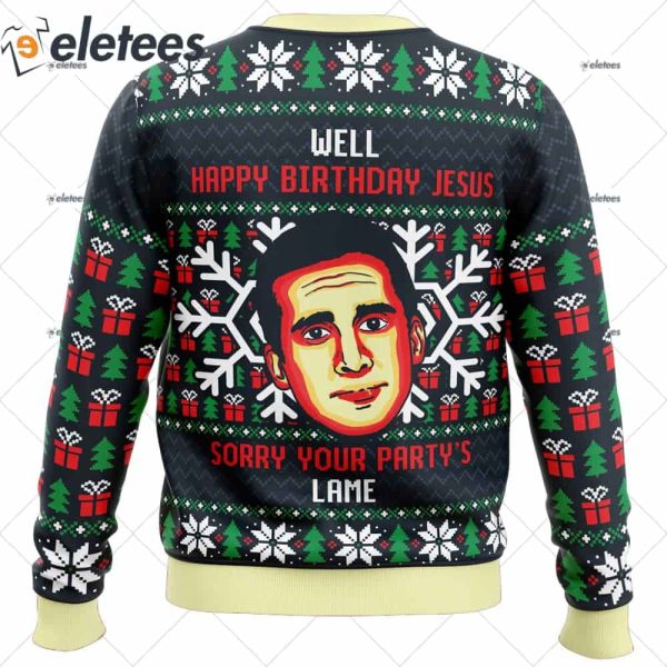 Happy Birthday Jesus Funny The Office Ugly Christmas Sweater