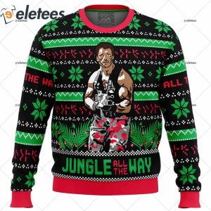 Jungle All The Way Arnold Schwarzenegger Ugly Christmas Sweater 1