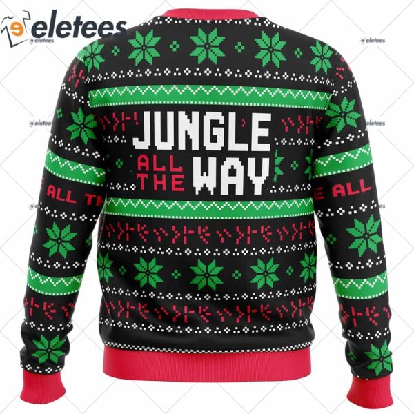 Jungle All The Way Arnold Schwarzenegger Ugly Christmas Sweater