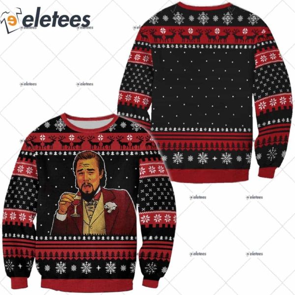 Laughing Leonardo DiCaprio Ugly Christmas Sweater