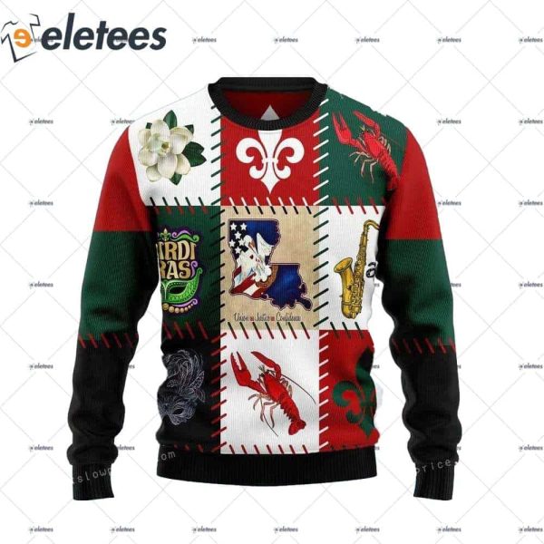 Louisiana Famous Things Christmas Ugly Sweater