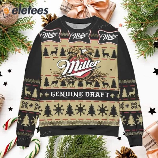 Miller Genuine Draft Snowflake Christmas Ugly Sweater