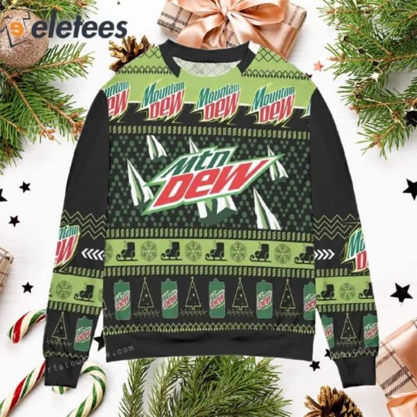 Mountain Dew Pine Tree Snowflake Christmas Ugly Sweater Party