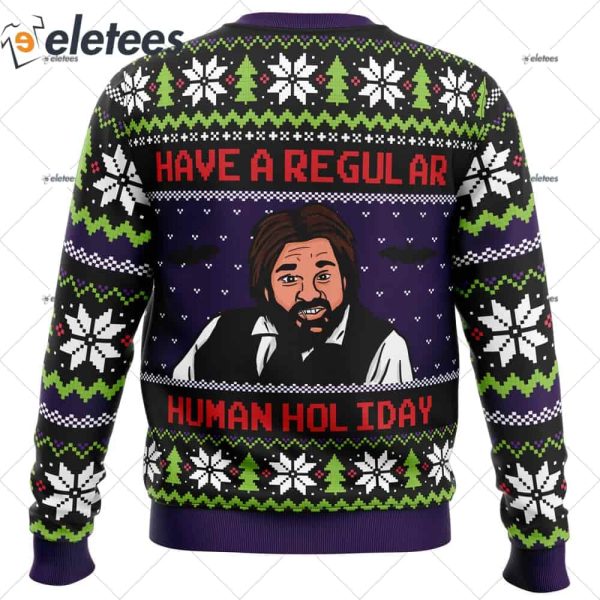 Regular Human Holiday What We Do In The Shadows Ugly Christmas Sweater