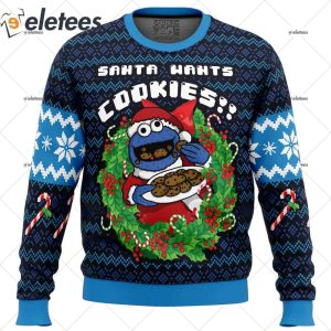 Santas Cookies Cookie Monster Ugly Christmas Sweater 1
