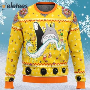 Studio Ghibli Yellow Ugly Christmas Sweater 1