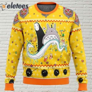 Studio Ghibli Yellow Ugly Christmas Sweater 2