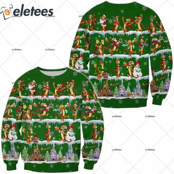 Tigger Pattern Xmas Green 2022 Christmas Disney Ugly Sweater