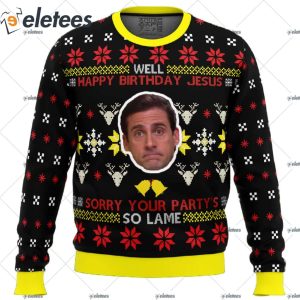 Well Happy Birthday Jesus The Office Ugly Christmas Sweater 1